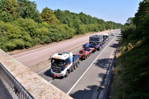 An abnormal load heads into Telford on the M54, taken near Shifnal