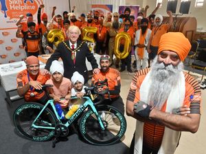 Supporting image for story: Edinburgh to West Brom: 20 cyclists complete 350-mile journey to raise funds for Sikh Helpline foundation