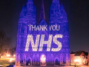 Supporting image for story: Lichfield Cathedral illuminated with messages of hope  
