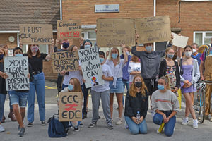 Students marched from Codsall Community High school to the office of Gavin Williamson in protest over the A level chaos.