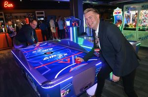 Gordon Smith of Superbowl UK who is originally from Stafford takes on Express & Star senior reporter Paul Jenkins at Air Hockey.