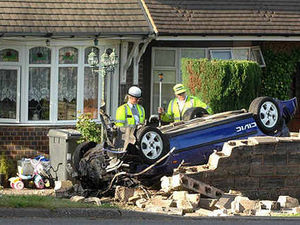 Supporting image for story: Car just misses house in crash drama
