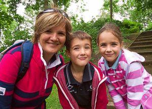 Elizabeth Siddall, with her children James, 6 and Olivia, 8.