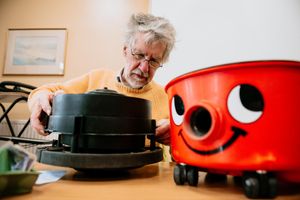 Paul Beeden repairing Henry The Hoover