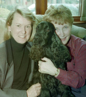 After his triumph Tricia took Albert to meet patients at the Shropshire and Mid Wales Hospice, include Jean Benbow, right.