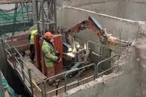 Demolition work taking place on the South Silo shortly before Christmas