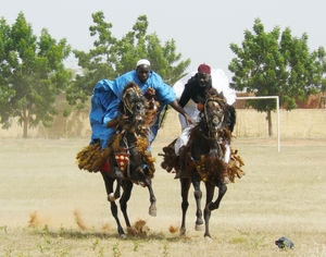 Playing horseback tag in Mali