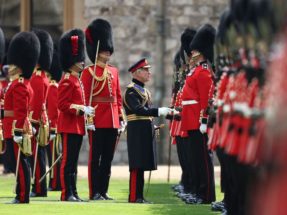 King presents new Colours to Coldstream Guards at Windsor Castle