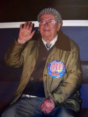 Ralph on his 80th birthday, during a visit to the Severn Valley Railway