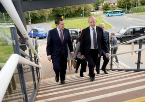 Robert Jenrick, Secretary of State for Housing, Communities and Local Government chats with Telford & Wrekin Council chief executive David Sidaway