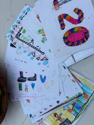 Thomas Russell Infant School Children have designed posters to decorate the Main Street during Jase's run