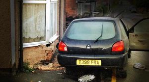 The back of the vehicle which ploughed into railings and shattered his windscreen