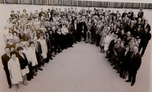 This picture shows staff at the William Wiggin works in Bloxwich, renowned for its stainless steel wares