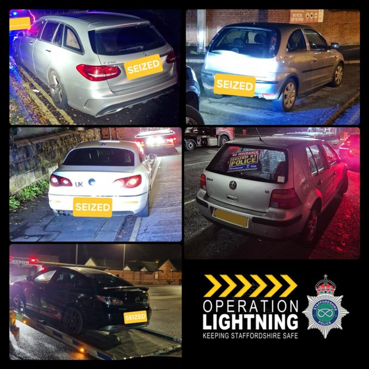 Five vehicles seized in Staffordshire after week-long campaign - two stopped for hogging third lane on M6