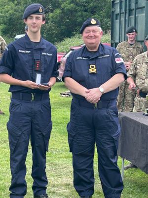 Hayden Gibbins with Mercia District Officer Lt Cdr David Burley