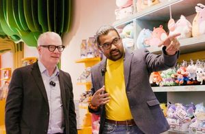 West Midlands Mayor Richard Parker with Krishna Yadlapall, director at Booghe Toys, at The Fort shopping centre store, Birmingham