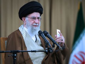 Iran's Supreme Leader Ayatollah Ali Khamenei speaks in a meeting with a group of defence officials in Tehran
