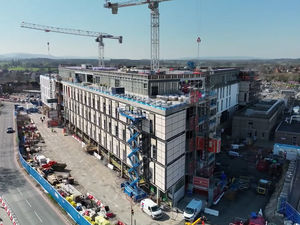 Supporting image for story: Watch: Drone captures latest progress on Shrewsbury’s huge hospital build