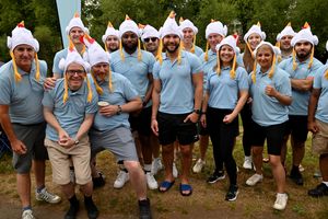The Clucking Crew get ready to flap their feathers along the River Severn