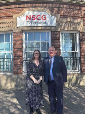 Craig Hodgson, Principal and Chief Executive of NSCG and Leigh Ingham, MP for Stafford, Eccleshall and the villages outside the Tenterbanks building.