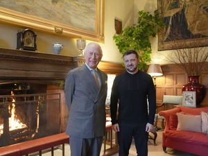 Charles received President Volodymyr Zelensky in the Saloon at Sandringham House