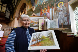 The Rushall Parish Church art group will be having an exhibition in the church on Saturday. Visitors will also get a chance to see the Frampton murals on the church walls. Pictured group founder Hazel Jones