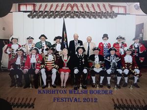 An image from one of Town Criers Competitions Derrick and friends organised in Knighton, attracting criers from all over Mid Wales and the borders