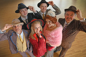 Tinkers Farm Opera will perform Guys and Dolls at Stourbridge Town Hall next month. From left: Tyrone Howell, Richard Cooper,Gabby Baldwin, Luke Plimmer, Beth Siviter-Coupland and Tony Newbould