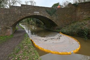 Pollution along the canal near to Wordsley junction after a pipe has burst