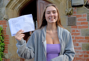 Mollie Green is happy with her A* and 2 As at Stafford Grammar School
