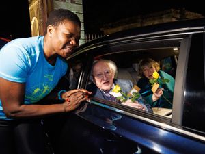 Supporting image for story: Michael D Higgins and Sabina given roses and cheered as term ends