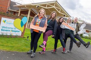 From left: Lizzy Ellis and Holly Gibbons from Severn Hospice with Danielle Fenn, Katie Hardwick and Jack Robinson from mfg Solicitors