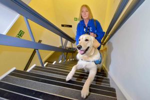 Parsnip the dog with Susie Bell