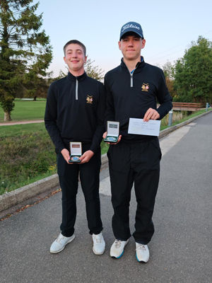 Midland Golf Union Champion of Champions medallists Harry Slater and Zach Banks