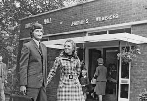 Peter Knowles with wife Jean at the Kingdom Hall in Wolverhampton