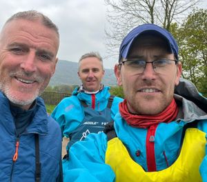 Iolo Williams (left) from BBC Springwatch meets the Paddle UK team.