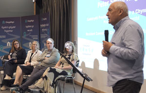 Resident Committee Chair and Board Member, Peter Smith-Hughes presented his perspective on social housing stigma at ClwydAlyn's recent event held at Ty Pawb, Wrexham.
