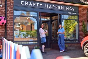 Sue with the owner of Crafty Happenings, Sarah Price.