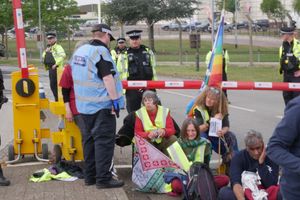 Seven people were arrested over the blockade.
