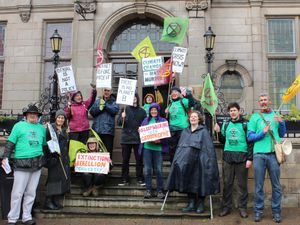 Supporting image for story: Extinction Rebellion protestors in Oswestry stage 'die-in'