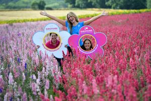 Gearing up for the opening of the spectacular Shropshire Petal Fields are Clare Wells, Alannah Evitts and Beth Heath.