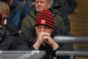 A nervous Walsall fan during the game