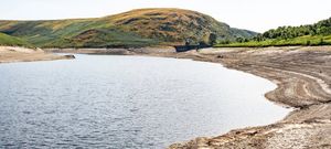 Low water in the Craig Goch Dam at the Elan Valley. Photo: Frank Moore