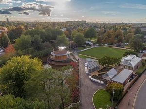 An aerial shot of Victoria Park in Stafford 