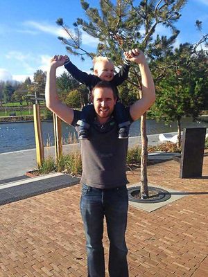 Stephen with Max on his shoulders.