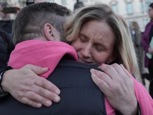 Labour MP Kim Leadbeater, who proposed the Terminally Ill Adults (End of Life) Bill, hugs a Dignity in Dying campaigner after the Bill passed its first test in the House of Commons in November