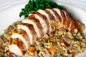 Pot luck  the pot-roasted pheasant breast with pearl barley risotto was a dish of champions at Albright Hussey. Pictures by Russell Davies