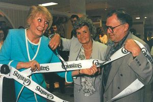 The late Rose Shotton, centre, with Liz Dawn and Bill Tarmey who played Vera and Jack Duckworth on TV soap Coronation Street, opening Cousins in Dudley