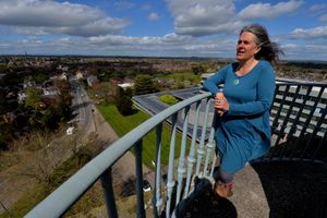 Sal Mager from Shrewsbury at the top of Lord Hill's Column