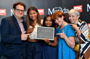 Ian Midlane, Laura Rollins, Bharti Patel, Jan Pearson and Sarah Moyle at the premiere of Matilda The Musical at Birmingham Hippodrome. Photo by: Simon Hadley